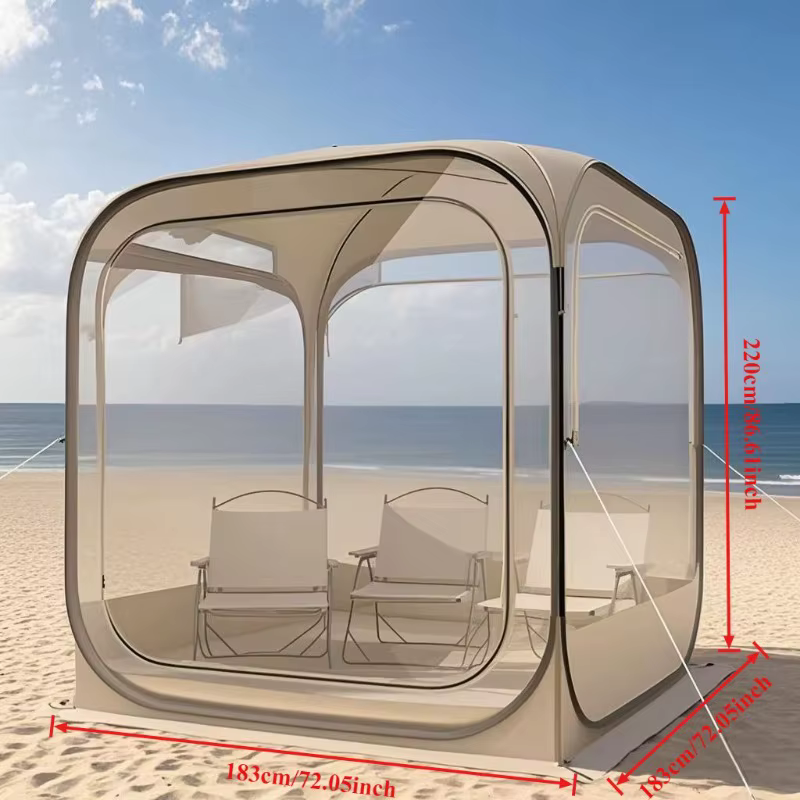 Tente panoramique transparente pour grand espace, pare-soleil étanche pour voyage en plein air, cabi