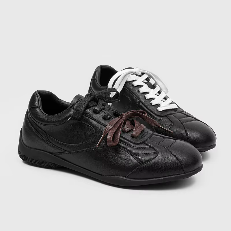 Chaussures de marche classiques et polyvalentes, rétro, à lacets, confortables, à semelle plate, pou