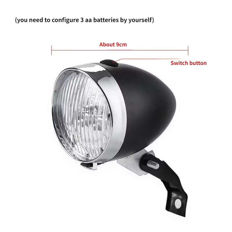 Feu avant de vélo Vintage à 3 LED, phare de vélo, lampe de poche pour vtt, Design rétro, lampe front