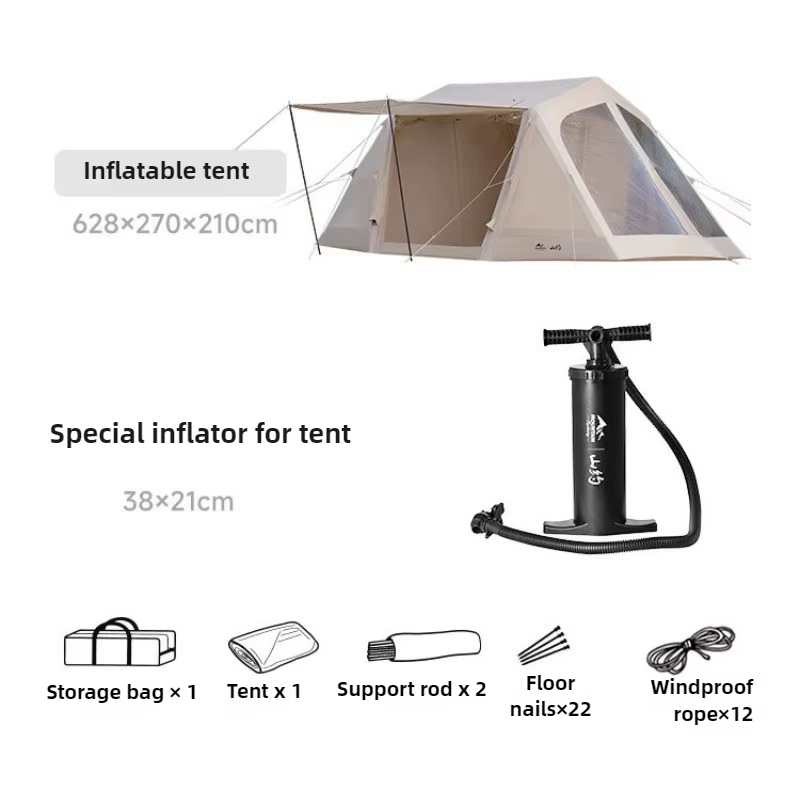 Tente auto-gonflante de Camping en plein air, Portable, grand espace, coupe-vent de nuit, profession