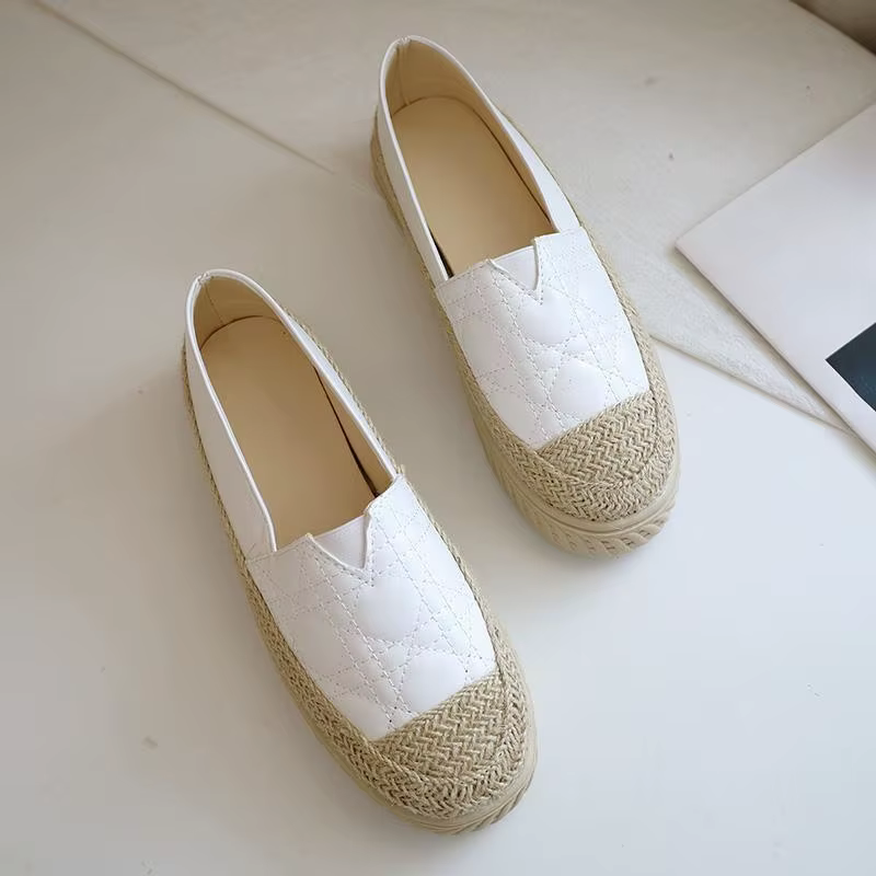Espadrilles blanches pour femmes, chaussures pour femmes, mocassins ronds, Parker, coton, mode Y2k, 