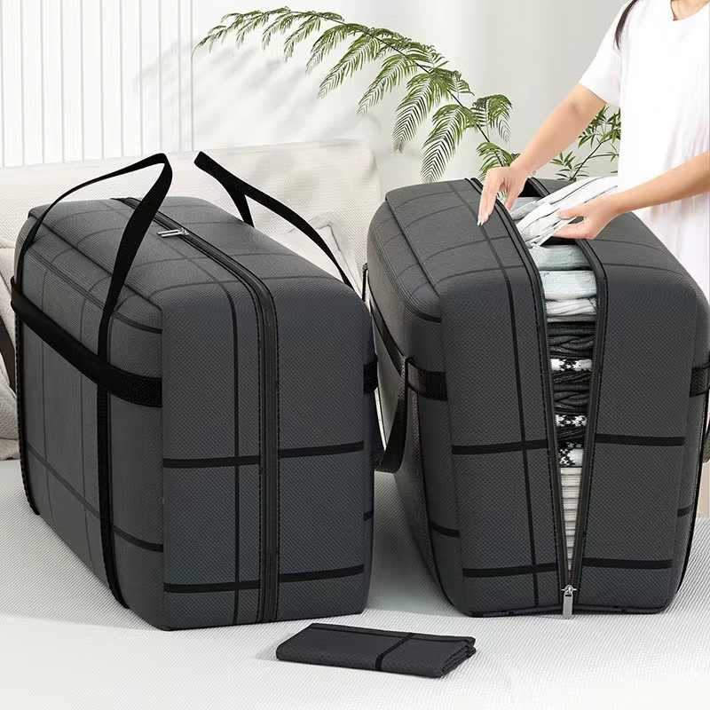 Sac polochon pliable Portable de grande capacité, rangement de vêtements à main avec Double fermetur