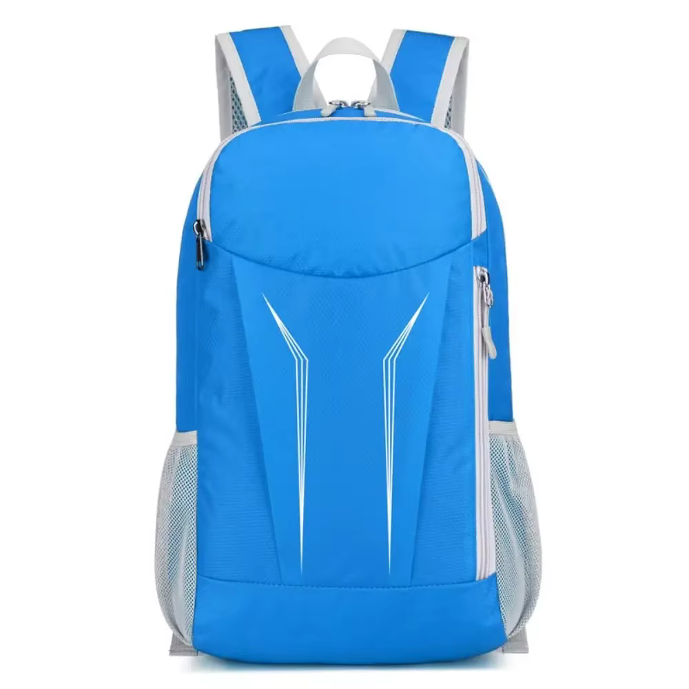 Sac à dos de randonnée pliable décontracté, sac à dos de cyclisme en nylon avec fermeture éclair, im