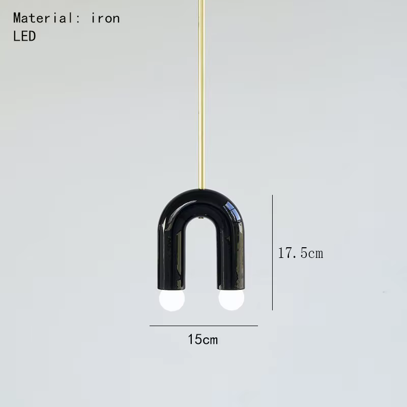 Lampe à suspension en forme de U oblure suédoise, tube en métal long, lampe de salle à manger, salon