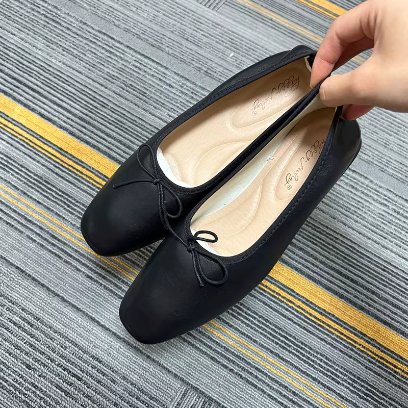 Chaussures de luxe à nœud papillon pour femmes, chaussures plates, douces, à la mode, peu profondes,
