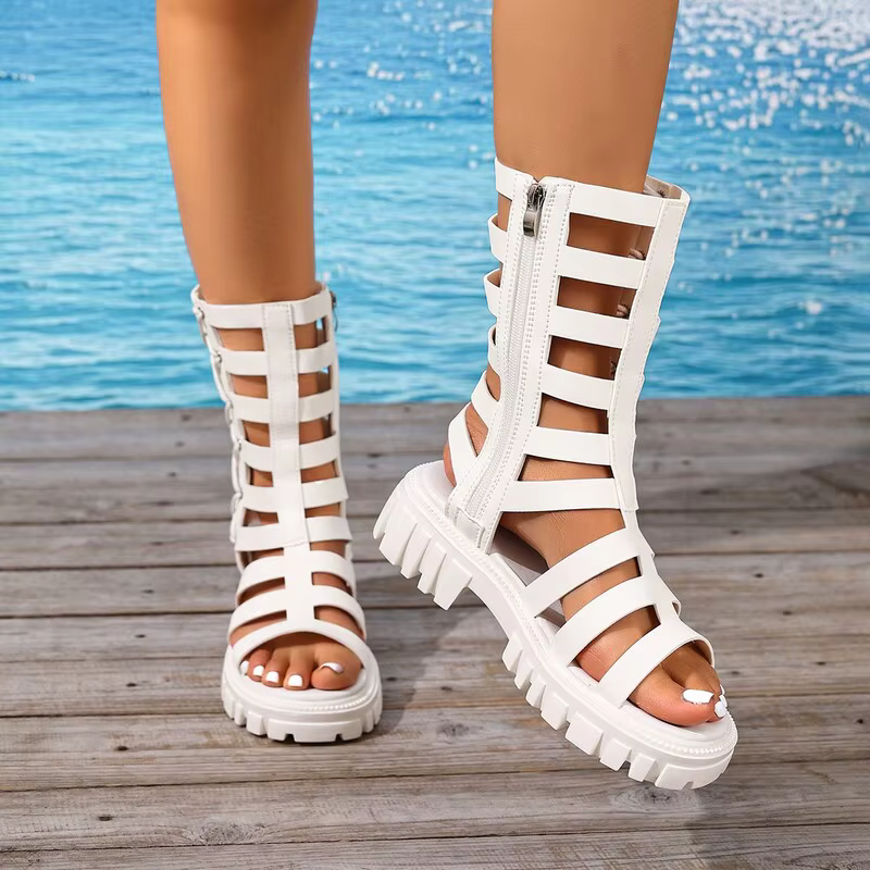 Sandales Gladiator pour femmes, chaussures de luxe à plateforme, confortables et décontractées, pour