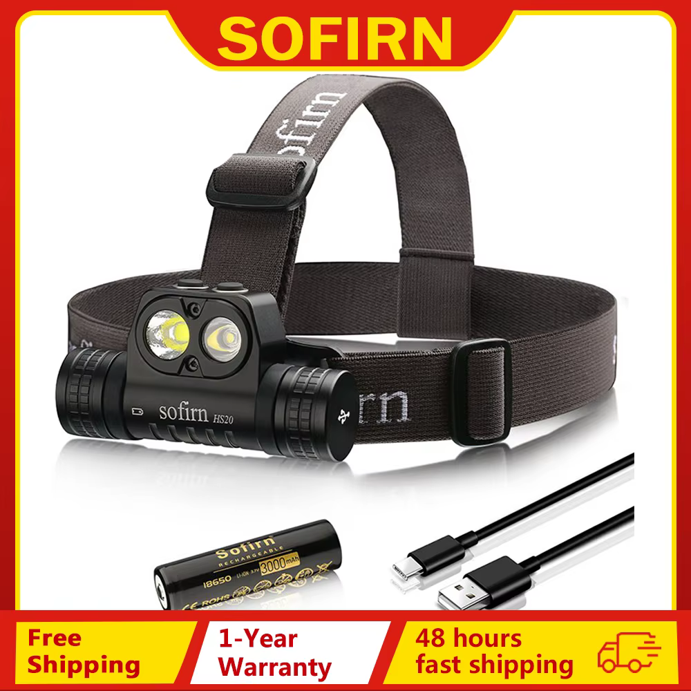 Sofirn HS20 2700lm USB C lampe frontale LED Rechargeable 18650 phare puissant avec projecteur et pro