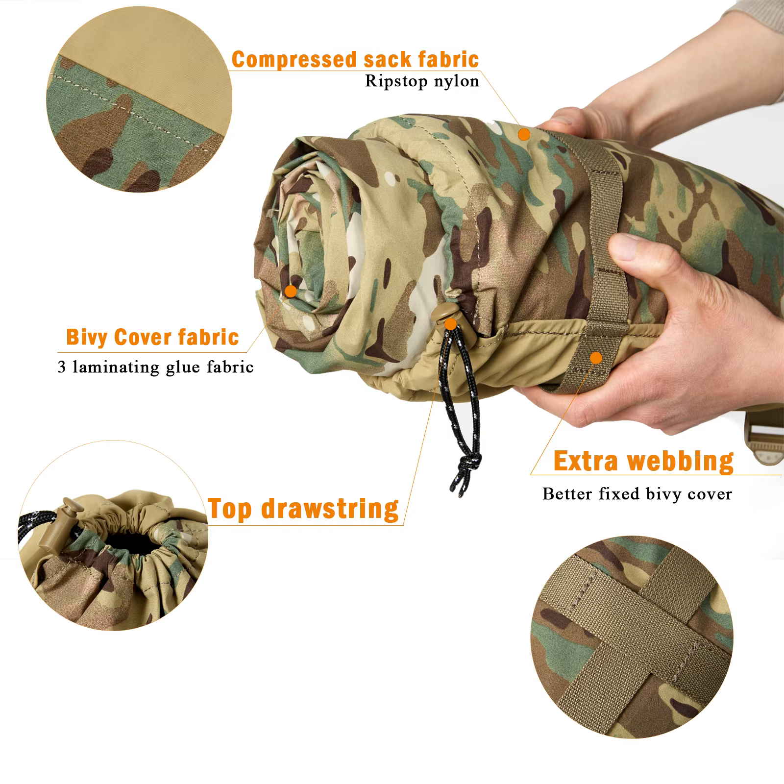 Housse de bivouac tactique de qualité militaire Akmax.cn – Sac de couchage de combat imperméable de 