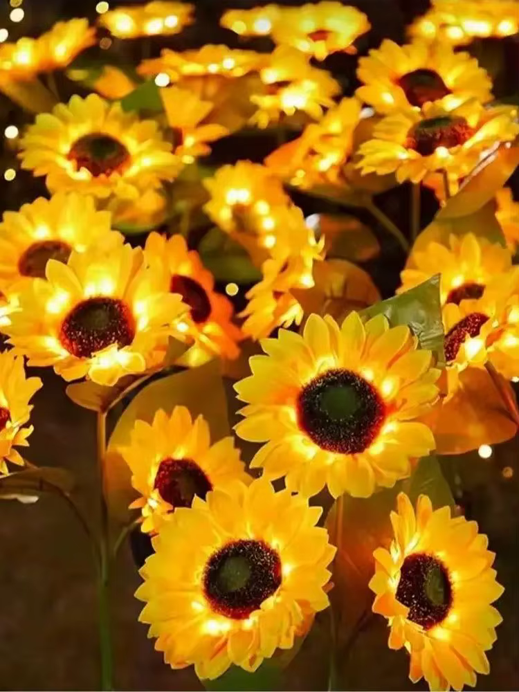 Lampe LED solaire en forme de tournesol, imperméable, pour décoration de jardin et de pelouse