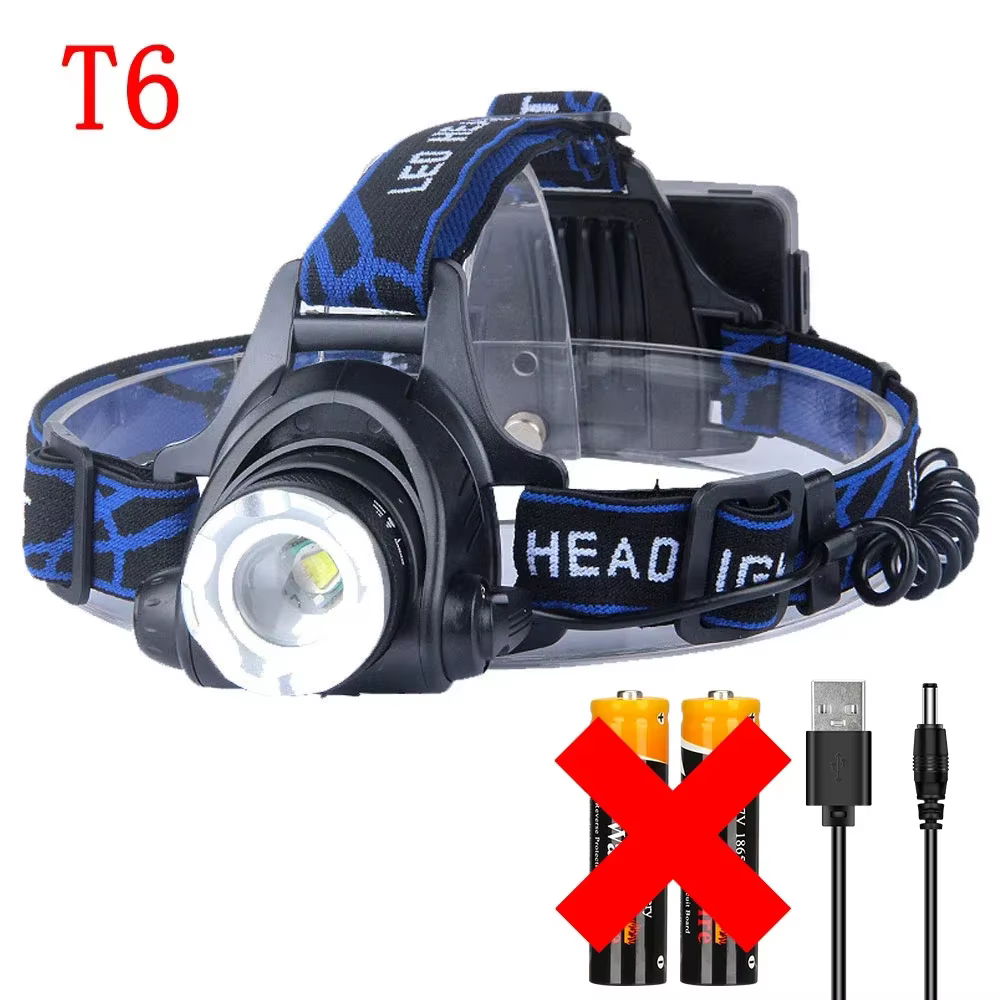 Lampe frontale LED puissante, Rechargeable, télescopique, Zoomable, pour l'extérieur, étanche, lampe