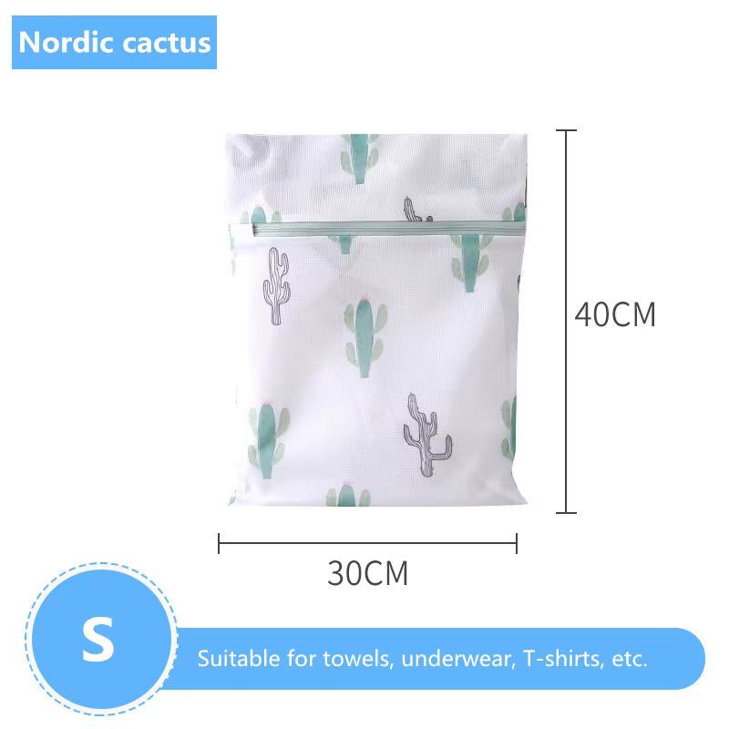 Sacs de lavage imprimés Cactus, sacs de lavage portables à fermeture éclair, panier de rangement pou