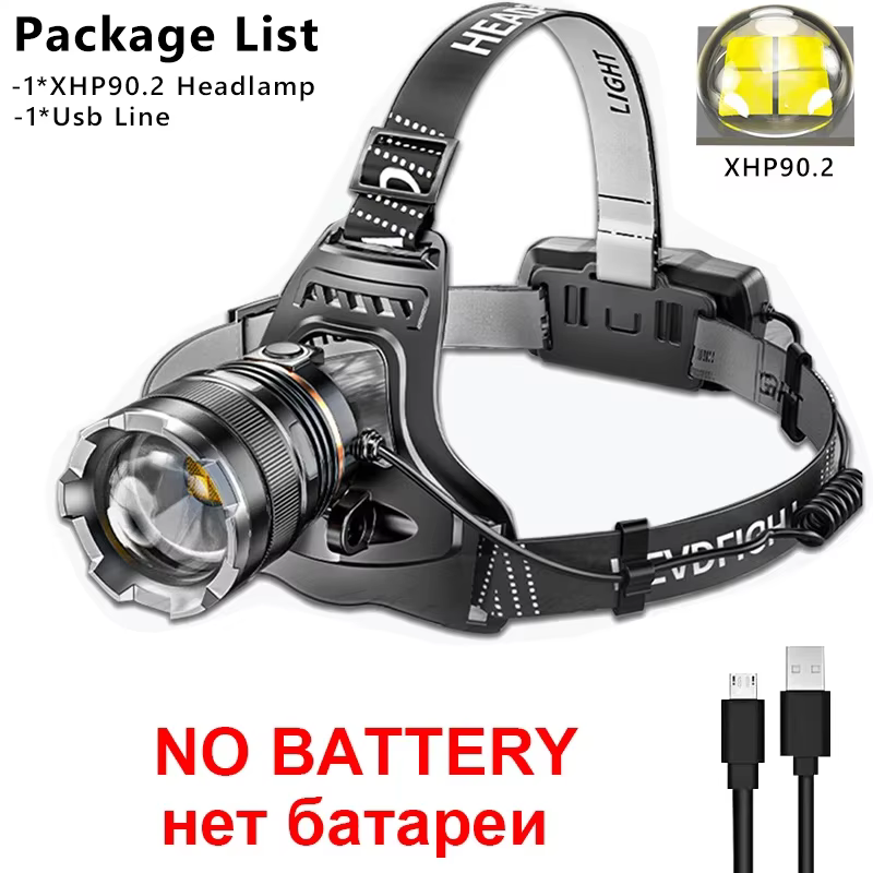 XHP90.2 lampe frontale Super puissante lampe de poche frontale Rechargeable lampe frontale haute pui
