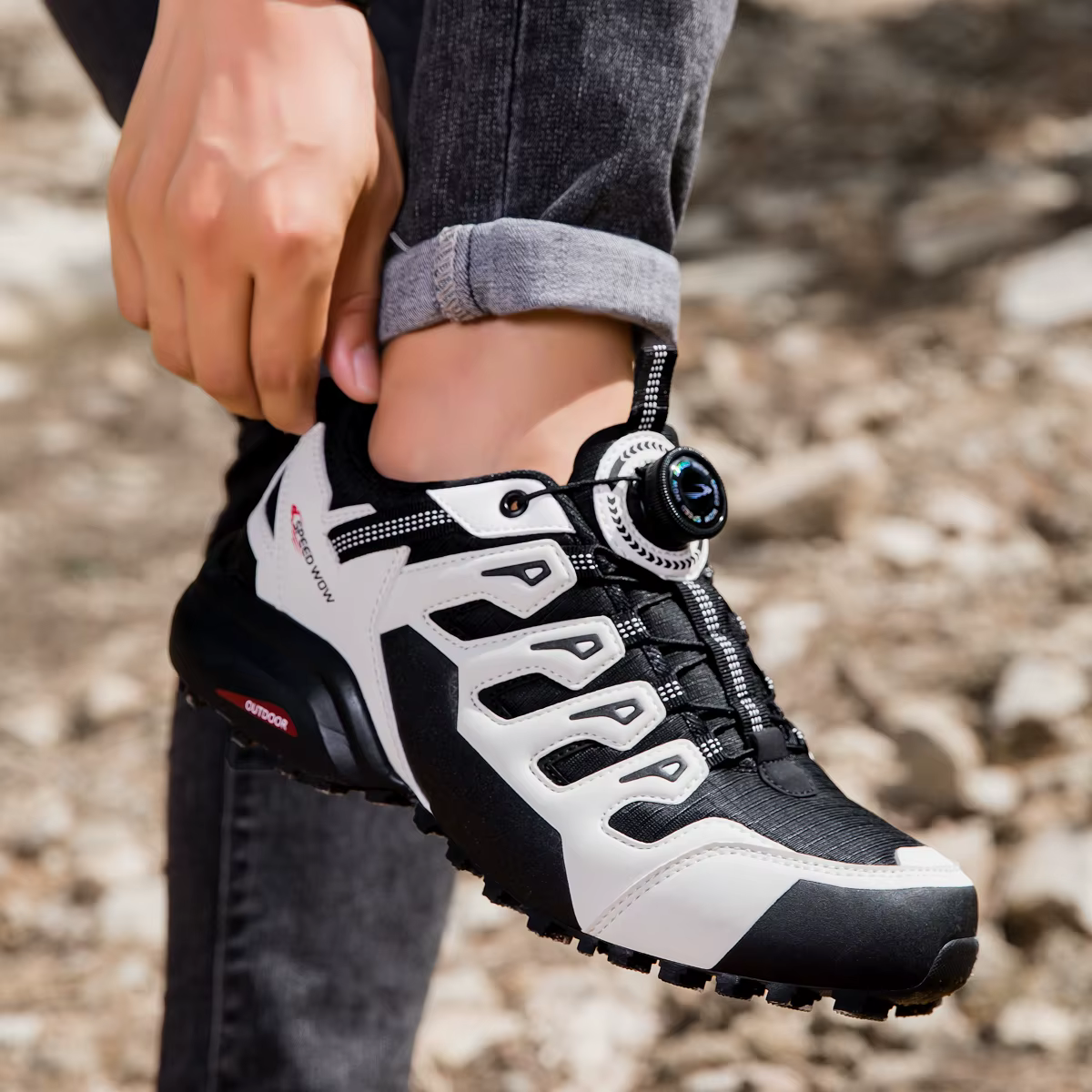 HIKEUP chaussures de randonnée pour hommes chaussures d'extérieur en daim et cuir résistant à l'usur