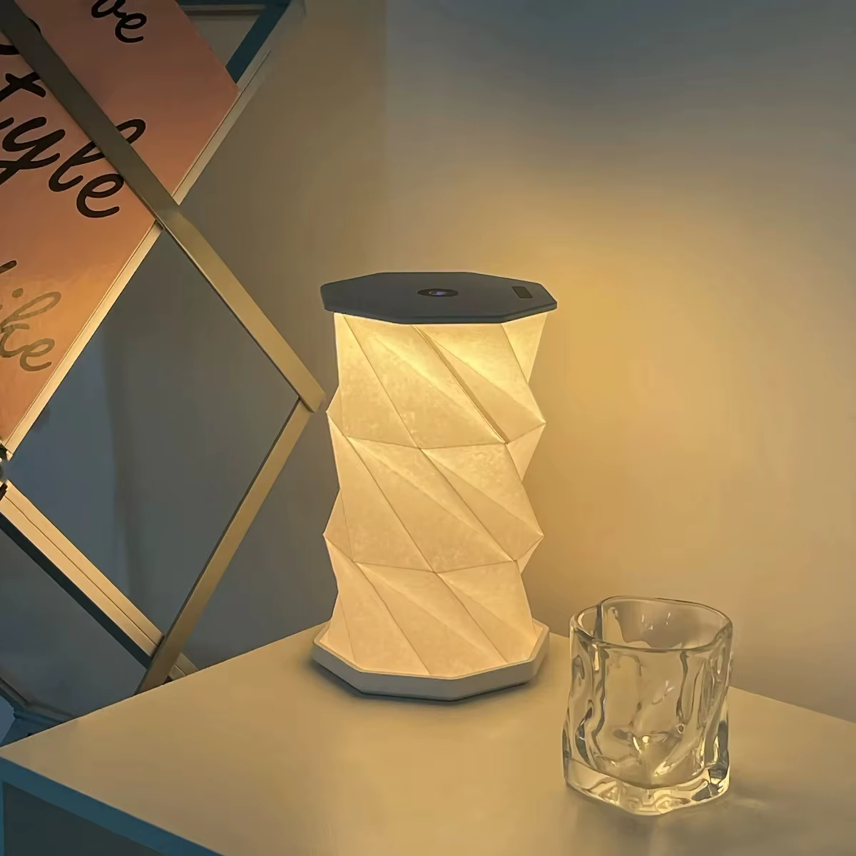 Lampe de Table pliante Portable d'extérieur, lanterne en papier à intensité variable pour Camping, t
