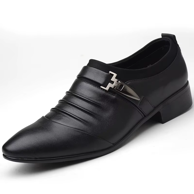 Chaussures habillées pour hommes chaussures en cuir d'affaires de luxe sans lacet Oxfords bout point