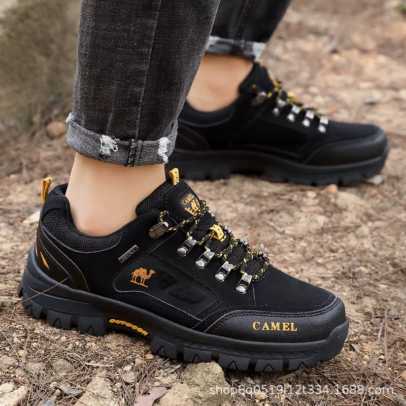 Chaussures de montagne Camel pour hommes, chaussures d'escalade en plein air à surface en cuir, anti