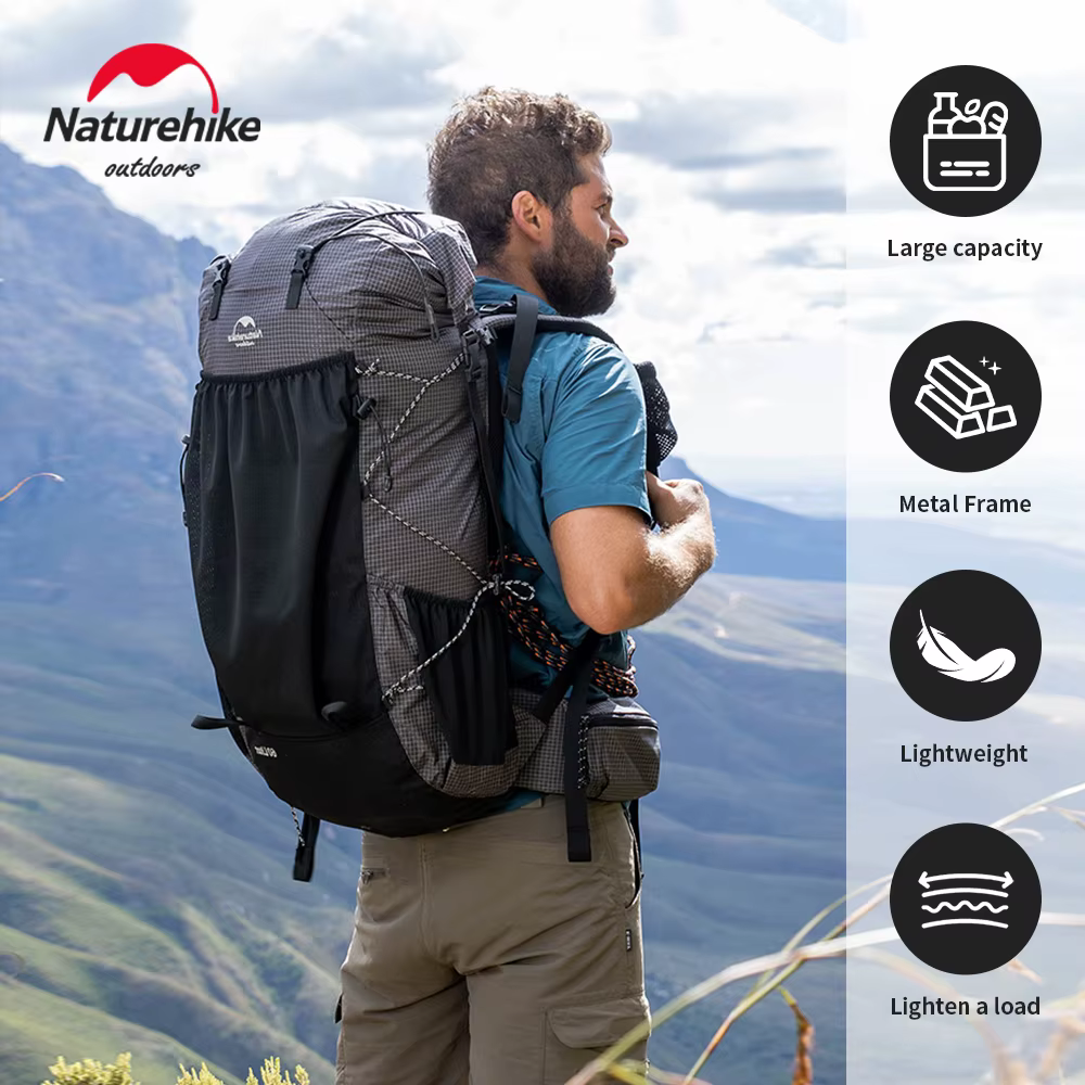 Naturerandonnée Camping sac à dos 60 + 5L grande capacité étanche sac d'escalade ultraléger voyage h