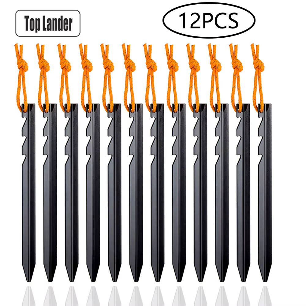 Piquets de tente en alliage d'aluminium de 18cm, 12 pièces/lot, piquets robustes pour voyage en plei