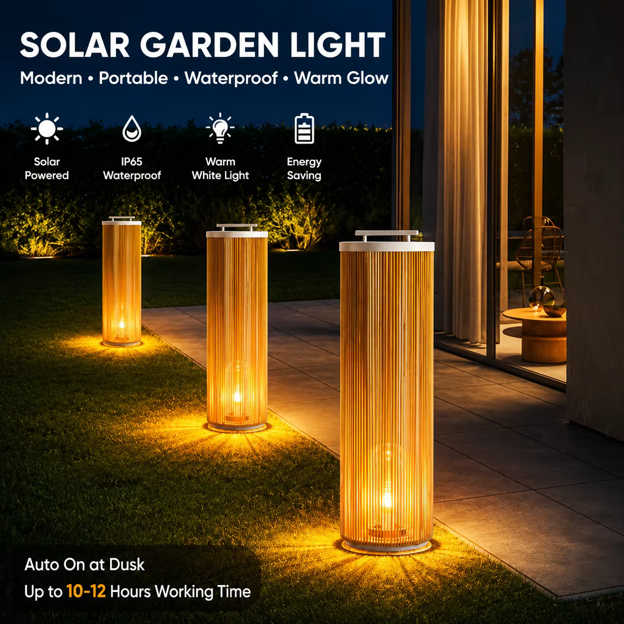 Lampe solaire de jardin moderne, éclairage paysager extérieur, lampe LED étanche pour allée, cour, p