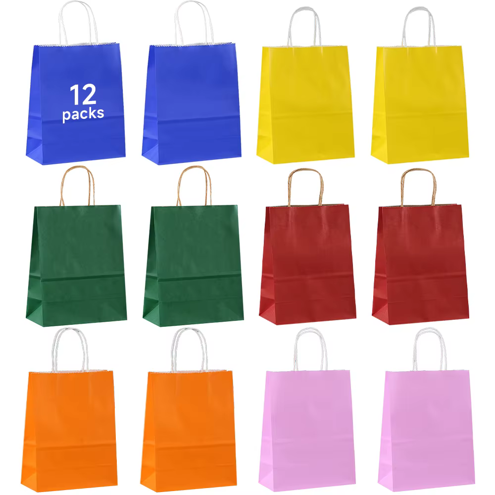 18 pièces sac cadeau multicolore 8,26x5,9 pouces, sac cadeau artisanal, anniversaire, mariage, fête 
