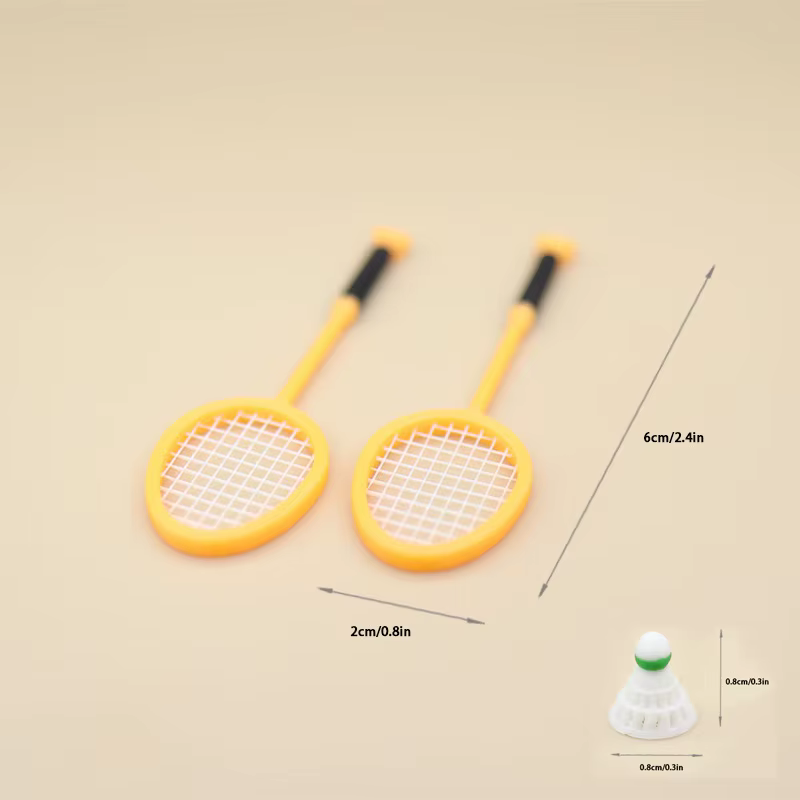 Maison de poupée Miniature, Simulation de Mini raquette de Badminton, modèle pour décoration de mais