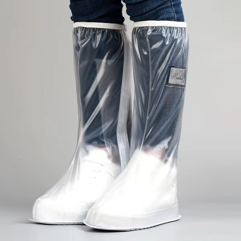 Couvre-chaussures à tube haut pour hommes et femmes, avec bord pressé et semelle épaisse, résistant 