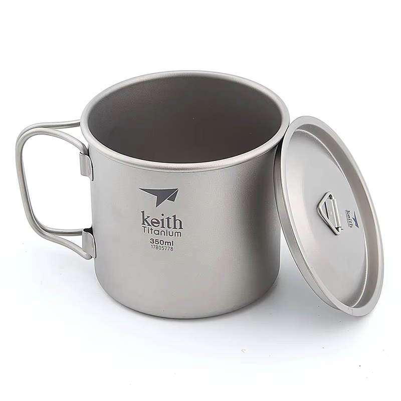 Pamono-Tasse de camping en titane avec poignée pliante, verres, tasse à eau, tasse à bière, tasse à