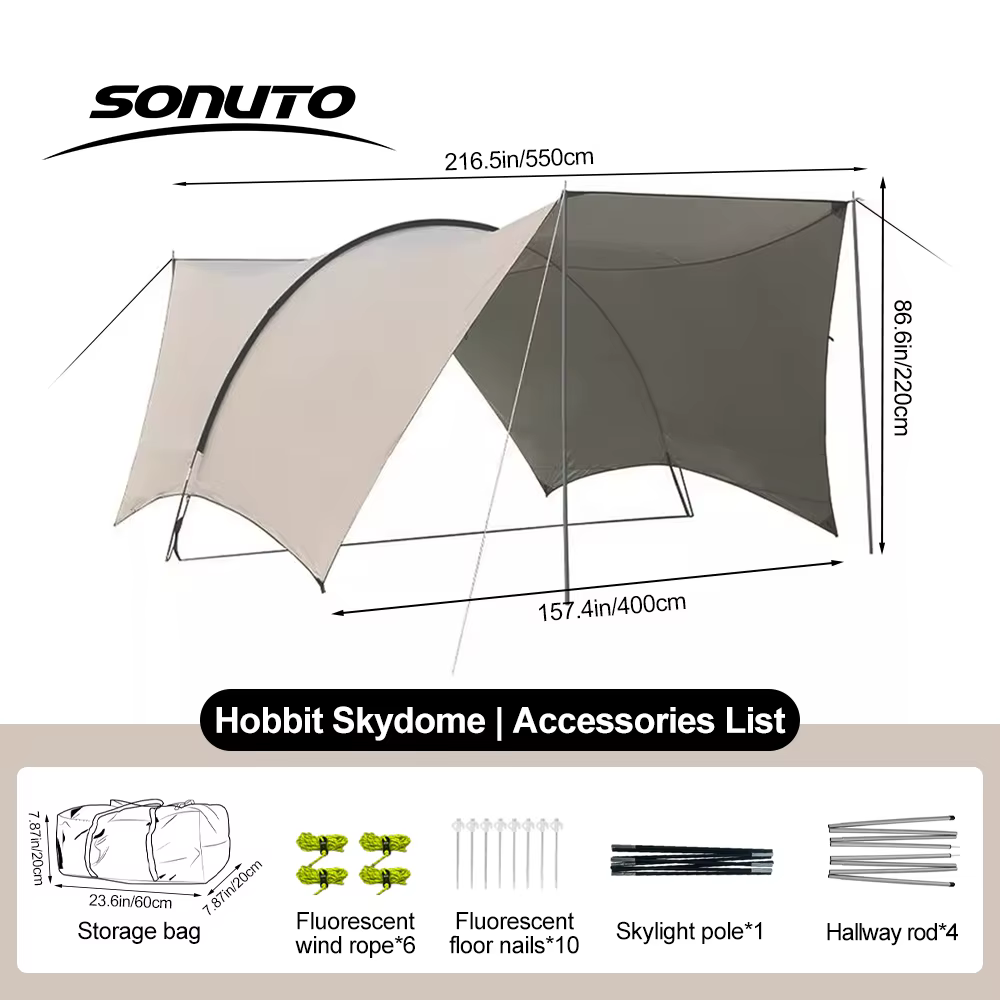 Tente de Camping de Protection solaire enduit d'argent, grande taille familiale, coupe-vent, impermé