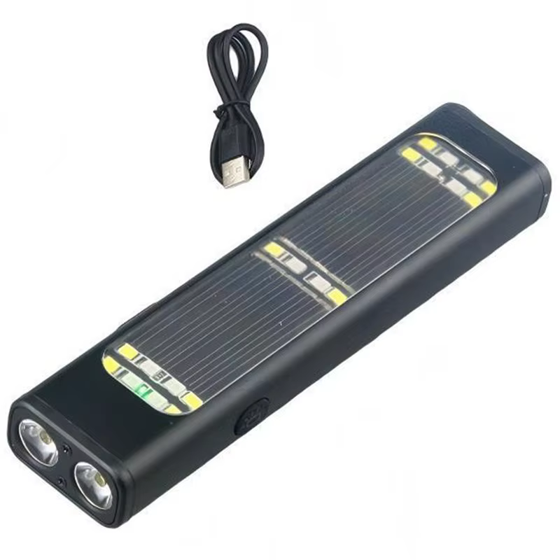 Lampe torche solaire A69 avec 8 modes d'éclairage, lampe à clip avec aimant, torche LED d'extérieur