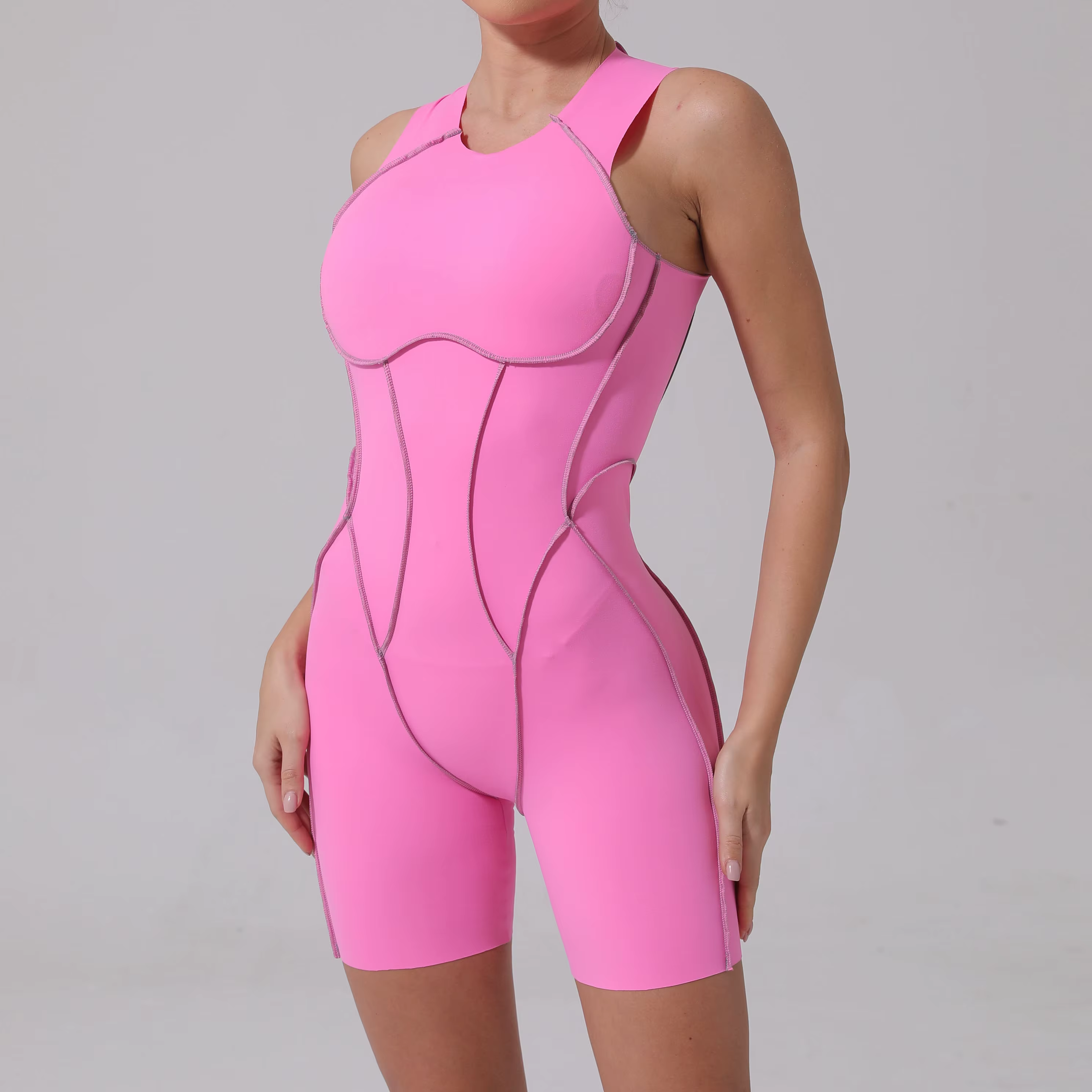 Combinaison de yoga courte pour femme, vêtements de sport, gym, fitness, batterie, danse, course à p