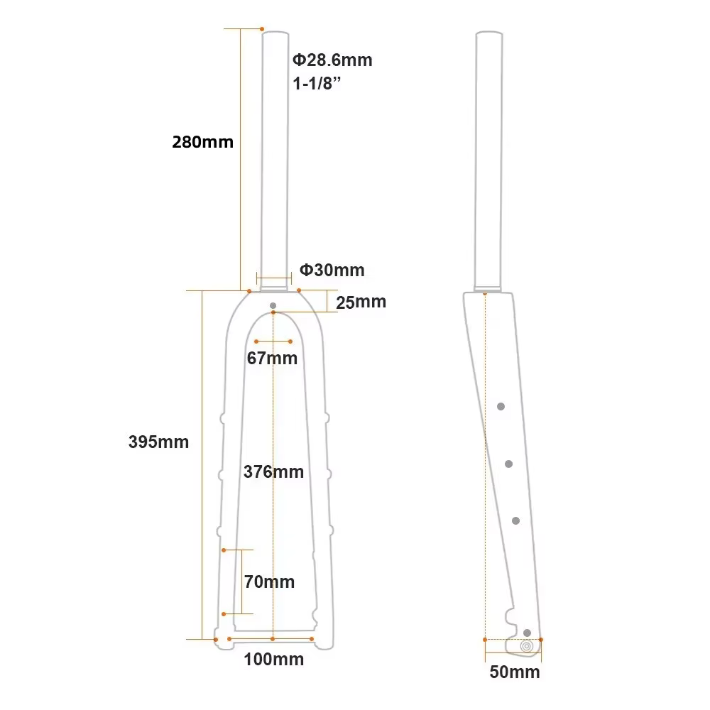 Fourche de vélo de route ultralégère entièrement en carbone pour vélo de Cyclocross, 100mm, gravier 