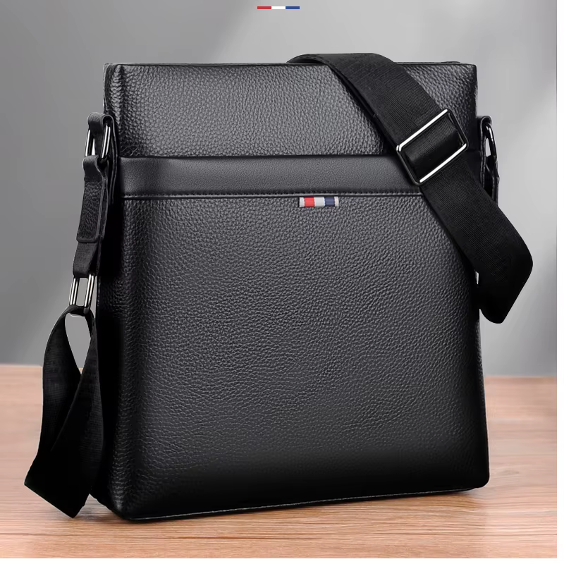 Sac à bandoulière en cuir véritable pour homme, sac messager décontracté en cuir de vachette, sac à 