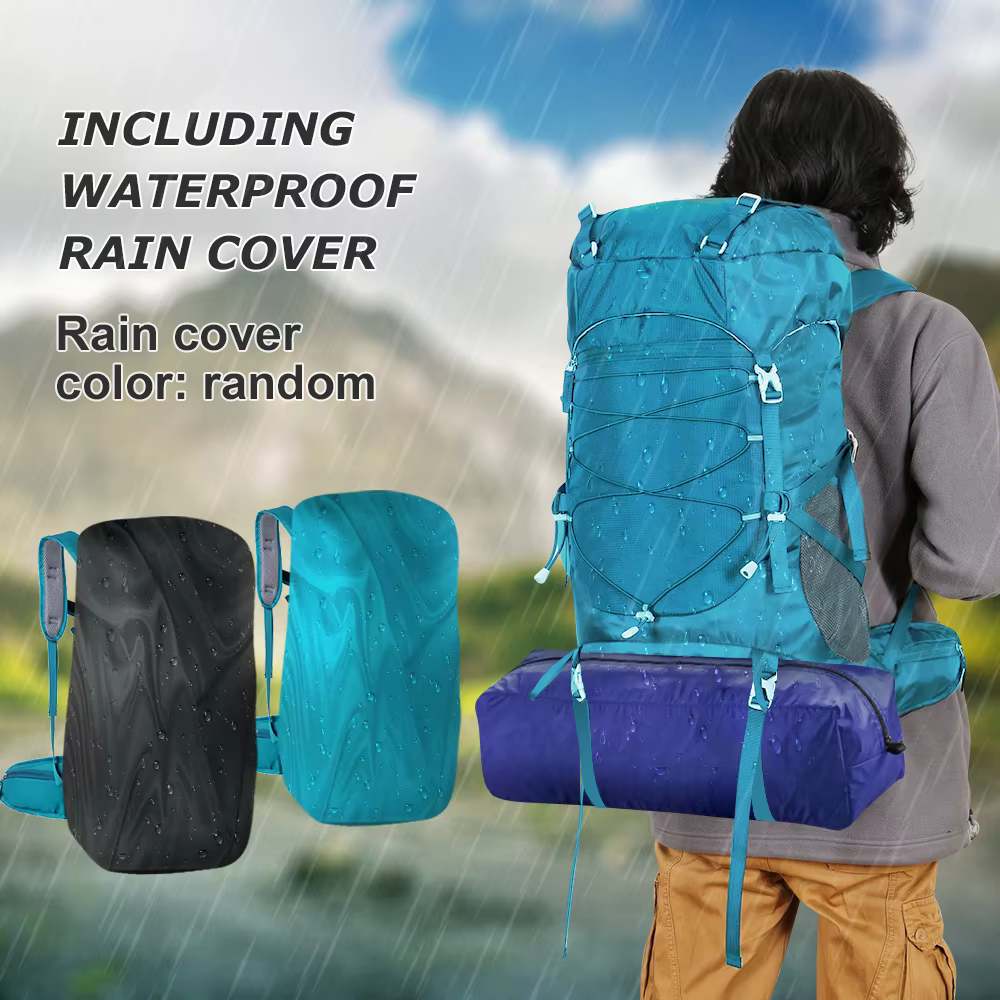WESTTUNE 50L sac à dos de randonnée avec housse de pluie sac d'alpinisme multifonctionnel sac à dos 