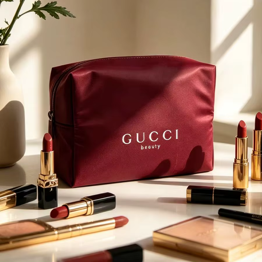 Sac Gucci Gucci en toile rouge durable, grande capacité, sac de maquillage, organisateur de voyage e