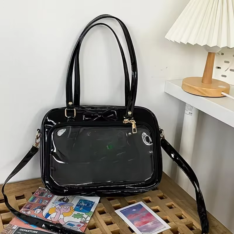 Transparent japonais mignon en cuir verni Itabag mode filles étudiant JK sac à bandoulière personnal