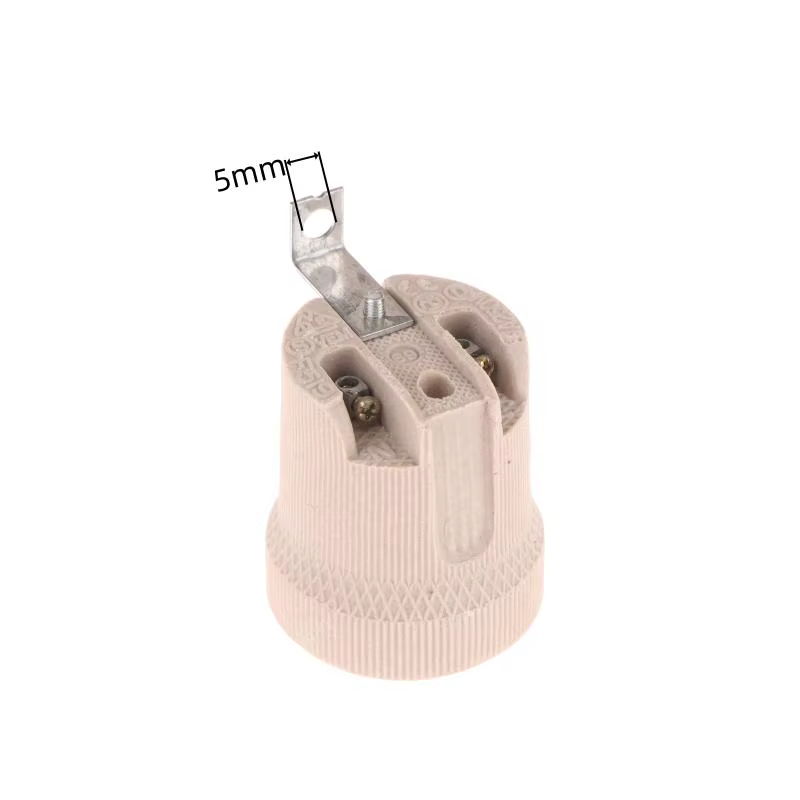 Un support de base de lampe en céramique vintage E27 avec grand bouchon à vis, livré avec un support