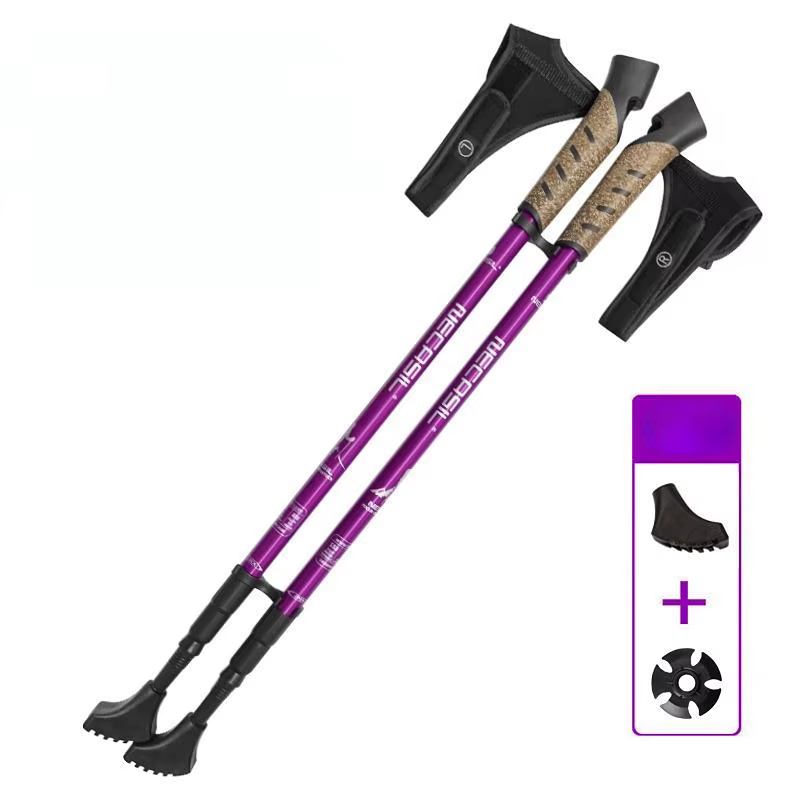 2 pièces bâtons de marche nordiques Trek pôle télescopique Alpenstock 7075 alliage d'aluminium béqui