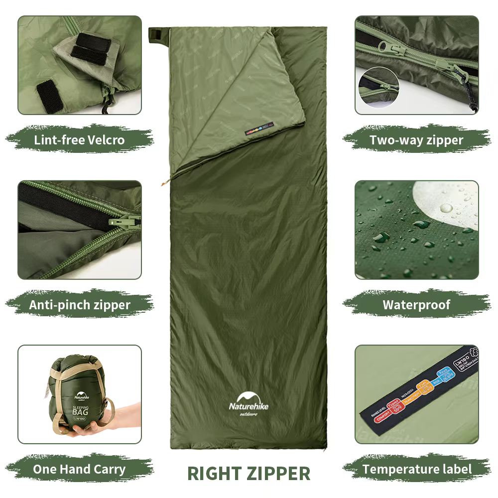 Naturehike lw180 sac de couchage ultraléger coton sac de couchage printemps été sac de couchage en p