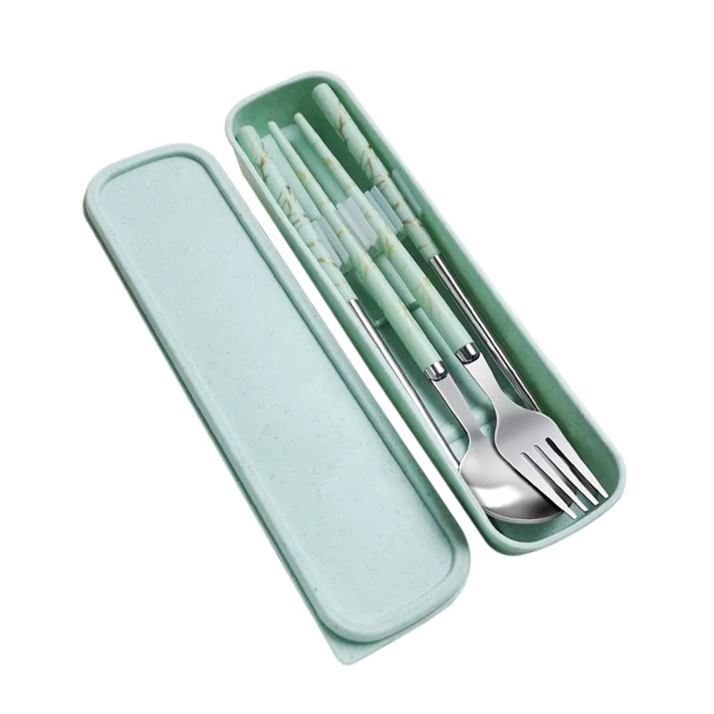 Couverts réutilisables en acier inoxydable, accessoires de cuisine avec boîte, service de table, cui