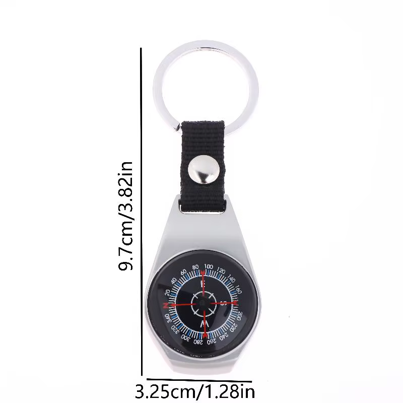 Accessoire de camping et de randonnée en plein air : porte-clés boussole en métal durable avec mousq