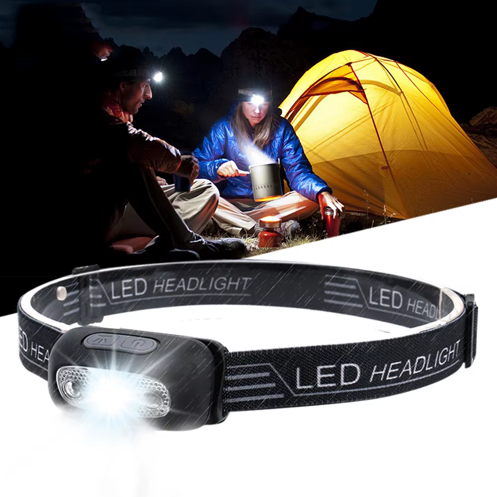 Mini lampe frontale Rechargeable USB avec capteur d'onde, lampe de poche d'éclairage extérieur pour