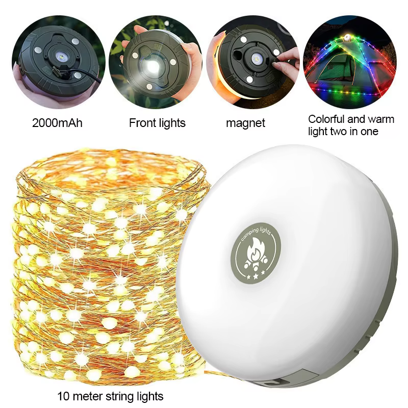 Guirlande lumineuse LED pour Camping, avec lampe rétractable, guirlande lumineuse colorée, atmosphèr