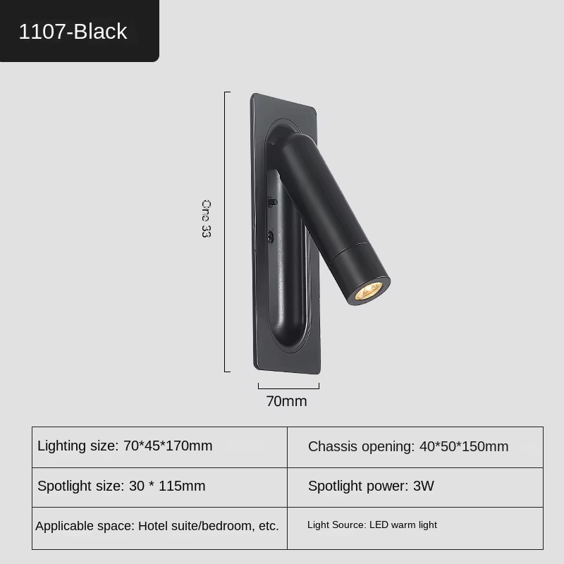 Lampe murale d'intérieur avec chargeur USB, décoration de chambre et éclairage de lecture, 3W 85-265