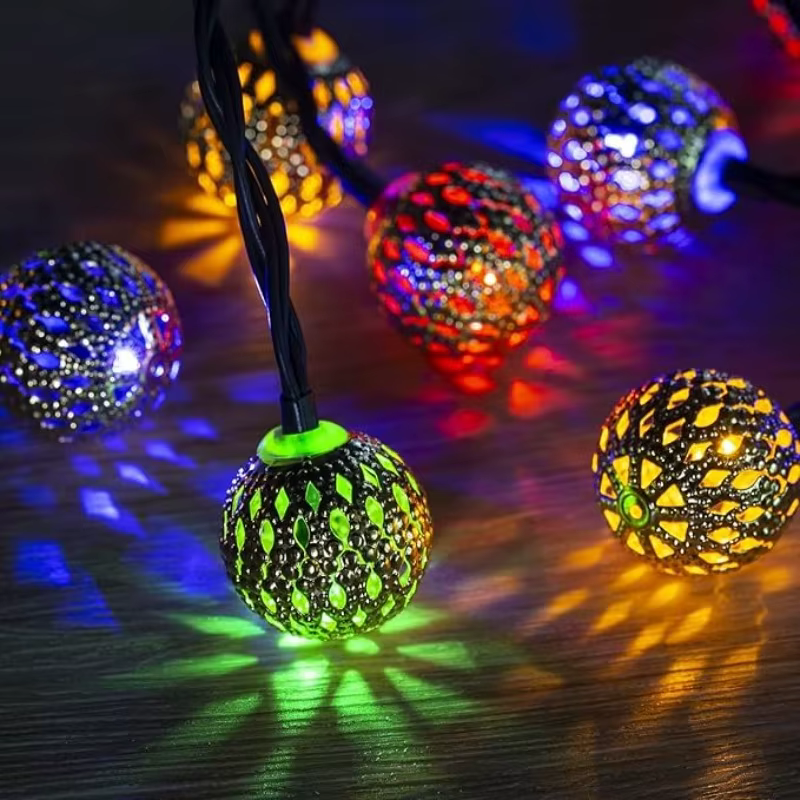 50/ 30/ 20 LED boule marocaine solaire chaîne lumières étanche 8 Modes pour jardin extérieur fête de