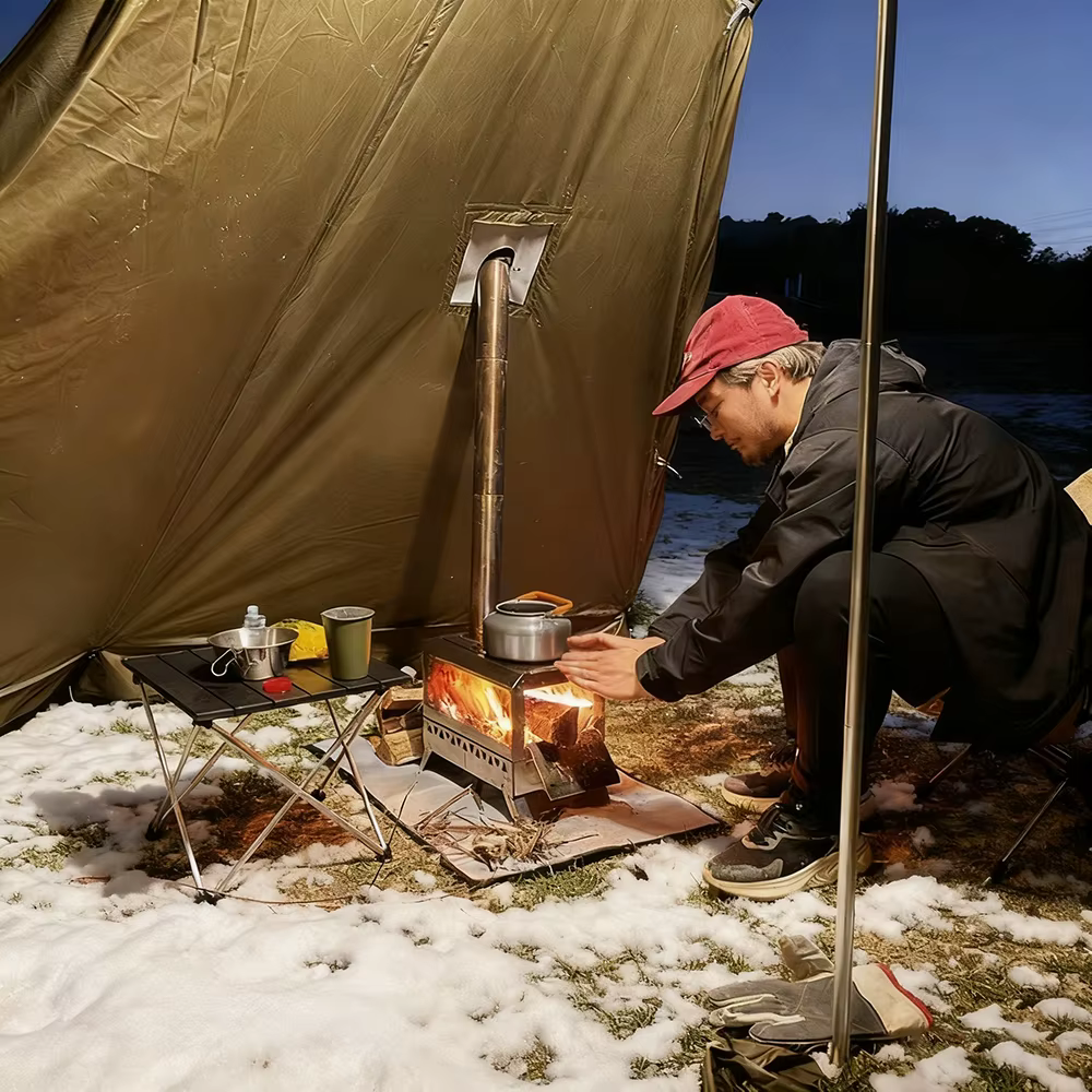 2 personnes hiver pyramide tente chaude ignifuge grande Camping en plein air tente Tipi étanche légè