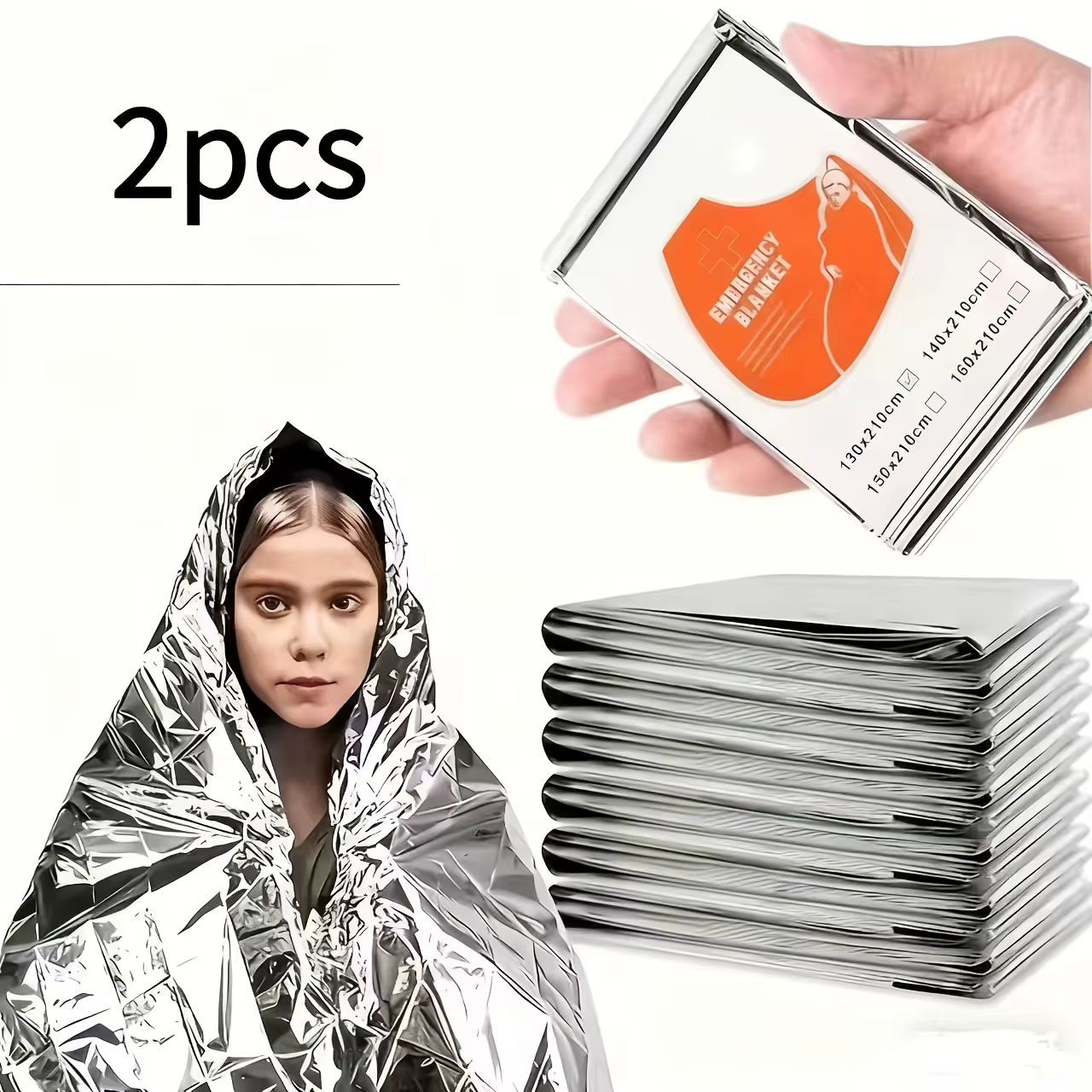 Couverture isolante d'urgence 2/4 pièces - Équipement de survie, adapté au camping, à la randonnée, 