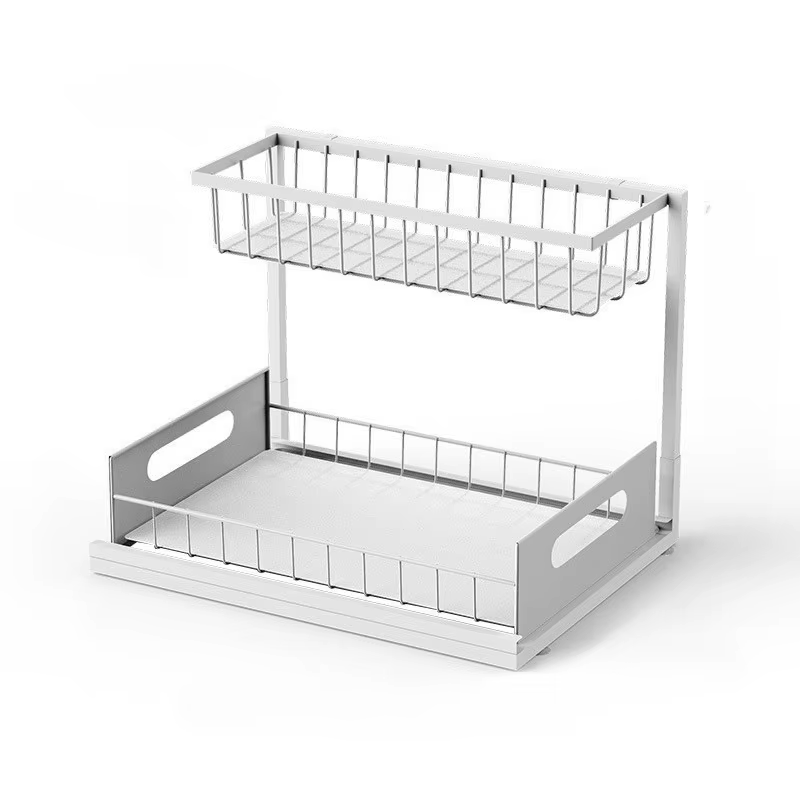 Organisateur sous l'évier, organisateur d'armoire extractible, étagère d'évier coulissante à 2 nivea