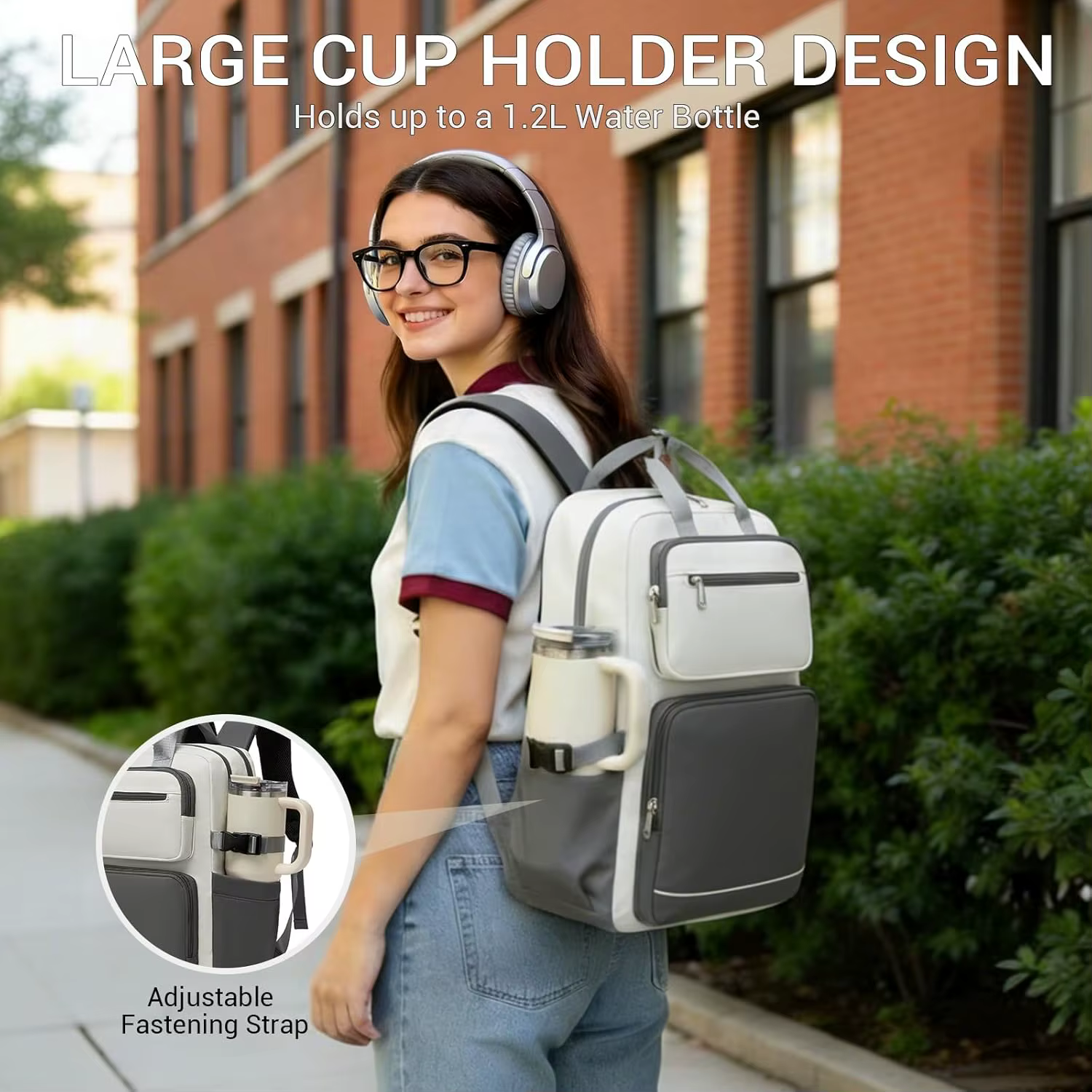 Sac à dos pour ordinateur portable KONO 15,6 pouces, léger, imperméable, antivol, avec poche frontal