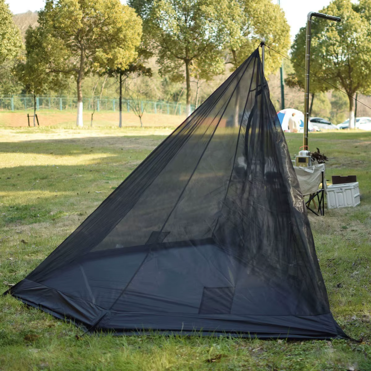 Tente de camping de randonnée en plein air, tente en maille portable respirante, pyramide à huit côt