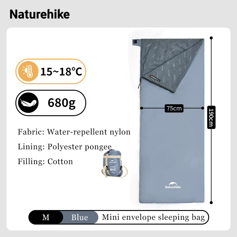 Natureifa-Sac de couchage en coton épissure ultraléger, enveloppe chaude 3 saisons, sacs de couchage